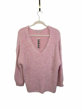 Kimchi Blue Fuzzy Knit Sweater Medium Pink Eyelash Cozy Soft Urban Outfitters